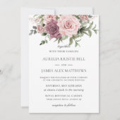 Invitation Boho Blush Cinnamon Rose Floral Greenery Mariage (Devant)