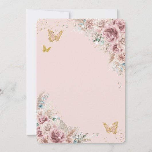 Invitation Boho Blush Dusty Rose Floral Pampas Quinceañera (Dos)