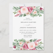 Invitation Boho Blush et rose Mariage floral (Devant)