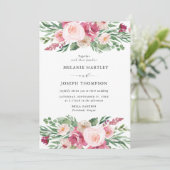 Invitation Boho Blush et rose Mariage floral (Debout devant)