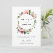 Invitation Boho Blush et rose Mariage floral (Debout devant)