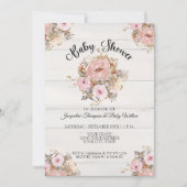 Invitation BOHO Blush Fall Floral Aquarelle Bois rustique Béb (Devant)
