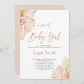 Invitation Boho Blush fille Baby shower (Devant / Derrière)