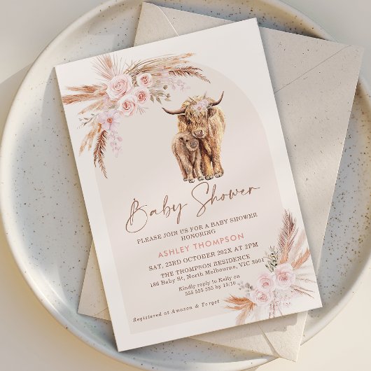 Invitation Boho Blush Floral Arch Saint-Vache Baby shower