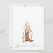 Invitation Boho Blush Floral Botté Boot Bubbly Fête des marié (Dos)