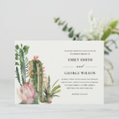 INVITATION BOHO BLUSH FLORAL DESERT CACTI FOLIAGE MARIAGE (Debout devant)