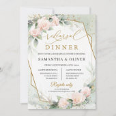Invitation Boho blush floral et eucalyptus cadre or (Devant)