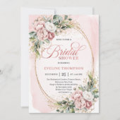 Invitation Boho Blush Floral Eucalyptus Gold Bridal Shower (Devant)