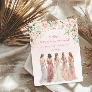 Invitation Boho Blush Floral Eucalyptus or Bridesmaid