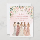 Invitation Boho Blush Floral Eucalyptus or Bridesmaid (Devant)