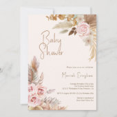 Invitation Boho Blush Floral Fall Girl Baby shower (Devant)