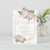 Invitation Boho Blush Floral Fête des mariées géométrique (Debout devant)