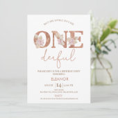 Invitation Boho Blush Floral Girls Onederful 1er anniversaire (Debout devant)