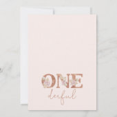 Invitation Boho Blush Floral Girls Onederful 1er anniversaire (Dos)