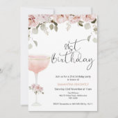 Invitation Boho Blush Floral Glass 21ème anniversaire Invitat (Devant)
