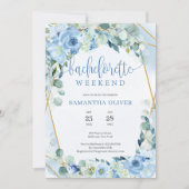 Invitation Boho Blush Floral Gold Frame Bachelorette Week-end (Devant)