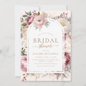 Invitation Boho Blush Floral Peony Fête des mariées de verdur (Devant)