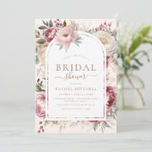 Invitation Boho Blush Floral Peony Fête des mariées de verdur (Debout devant)