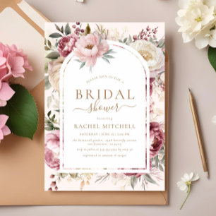 Invitation Boho Blush Floral Peony Fête des mariées de verdur