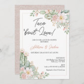 Invitation Boho Blush Floral Taco 'À propos de l'amour Couple (Devant / Derrière)