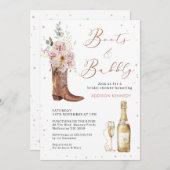Invitation Boho Blush Floral Verre Boot Fête des mariées de b (Devant / Derrière)