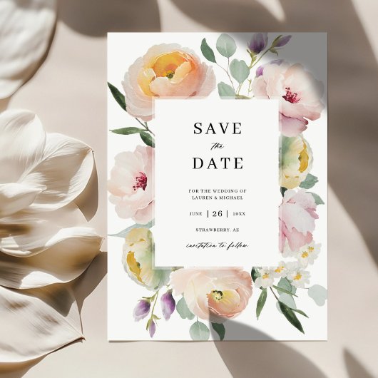 Invitation Boho Blush Floral Wedding Enregistrer La Date Invi