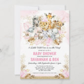 Invitation Boho Blush Gold Safari Animaux Baby shower fille (Devant)