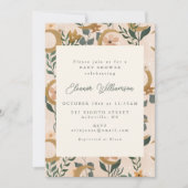 Invitation Boho Blush Green Botanon Moon mignon Baby shower (Devant)