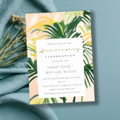 Invitation Boho Blush Green Palm Mariage Anniversaire