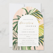 Invitation Boho Blush Green Palm Tropical Couples Douche (Devant)