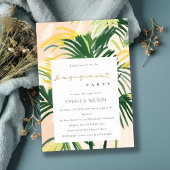 Invitation Boho Blush Green Tropical Palm Beach Fiançailles À