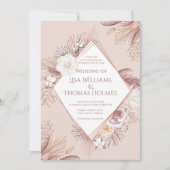 Invitation Boho Blush Herbe de la Pampa et Fleurs Séchées (Devant)