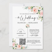 Invitation Boho Blush Mariage Moderne Minimal QR Code Photo (Devant)