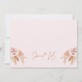 Invitation Boho Blush moderne Floral Photo Sweet 16 Anniversa (Dos)