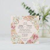 Invitation BOHO Blush Orchid Floral Pampas Palmier en laiton  (Debout devant)