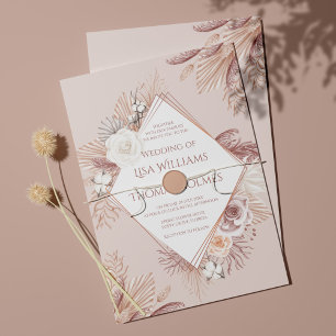 Invitation Boho Blush Pampas Grass et Fleurs séchées