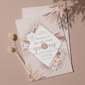 Invitation Boho Blush Pampas Grass et Fleurs séchées