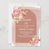Invitation Boho Blush Pampas Grass Sweet 16 Anniversaire (Devant)