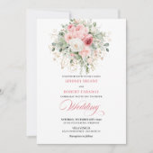 Invitation Boho Blush Peonies Greenery Gold Wedding Invites (Devant)