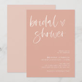 Invitation Boho Blush Pink Fête des mariées | Mariée minimale (Devant / Derrière)