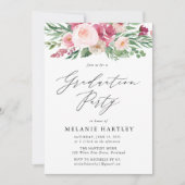 Invitation Boho Blush & Pink Floral Graduation Party (Devant)