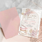 Invitation Boho Blush Pink Floral Tea pour deux Anniversaire
