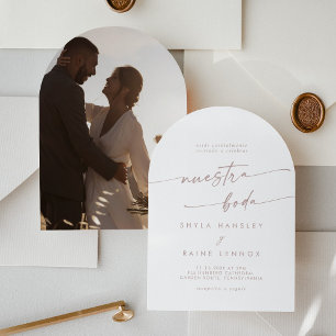 Invitation Boho Blush Pink Photo Arch Mariage espagnol