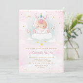 Invitation Boho Blush rose Aquarelle mignonne Baby shower fil (Debout devant)