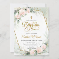 Boho blush rose eucalyptus cadre or Baptême