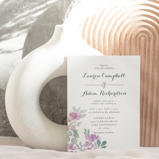 Invitation Boho Blush rose Eucalyptus Mariage floral