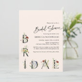 Invitation Boho Blush rose Fête des mariées Fleur sauvage min (Debout devant)