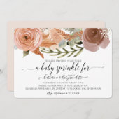 Invitation BOHO Blush Rose Floral Aquarelle Bébé Fille Douche (Devant / Derrière)