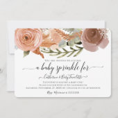 Invitation BOHO Blush Rose Floral Aquarelle Bébé Fille Douche (Devant)