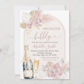 Invitation Boho Blush rose Floral Brunch Fête des mariées Bub (Devant)